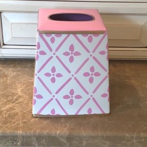 Pink and White Metal Tissue Box